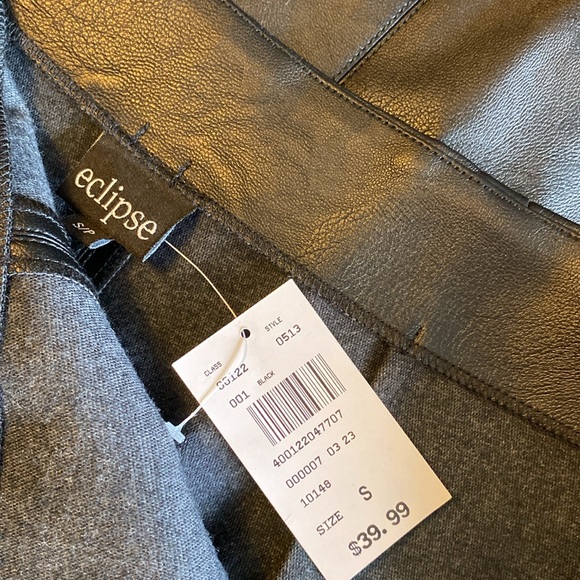 Eclipse black pleather shirt Sz small NWTs. Perfect for fall & winter! Versatile - Picture 9 of 9